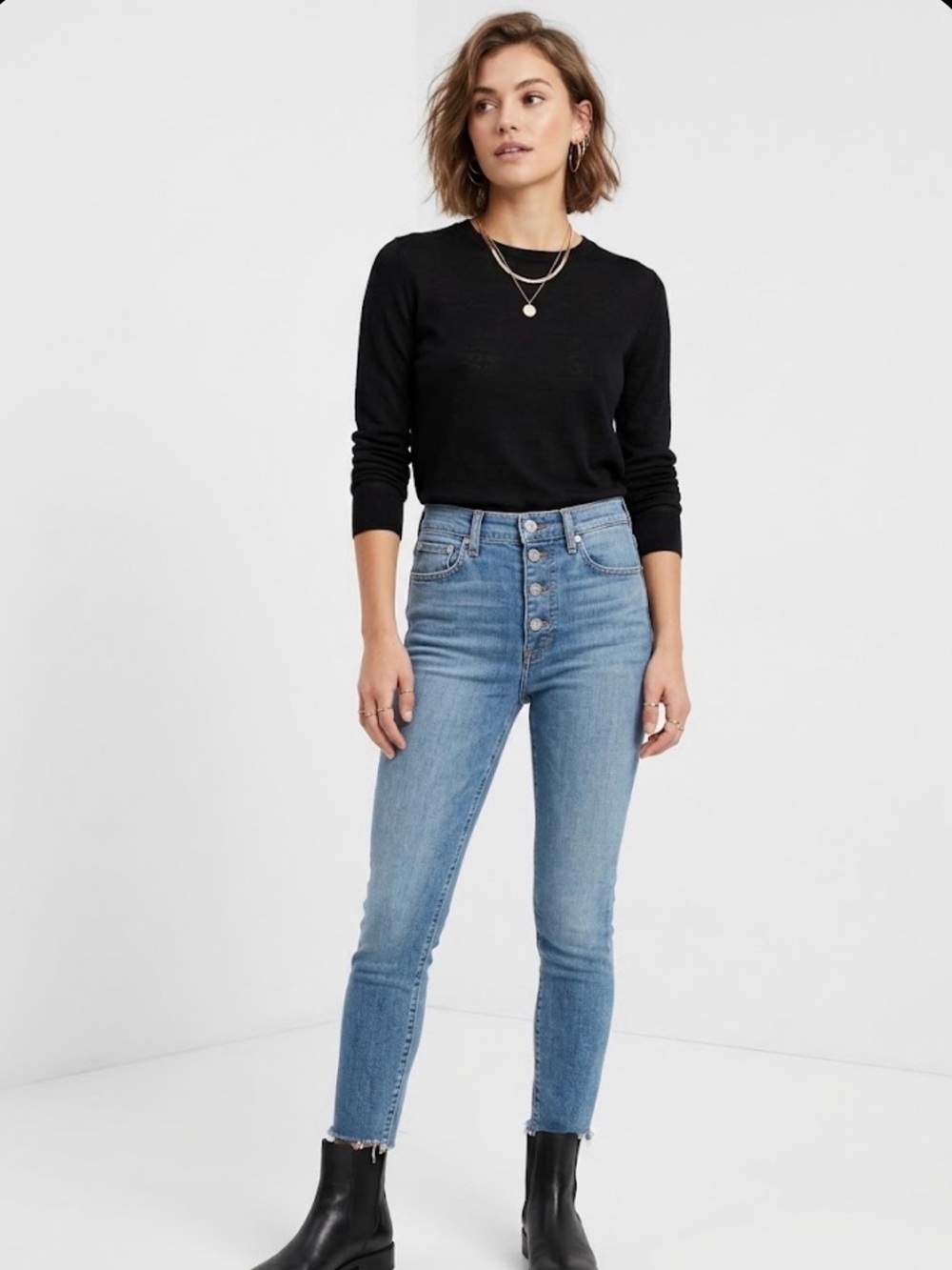 Rag & Bone Nina High-Rise Skinny Jeans in Fire Island Raw Hem
